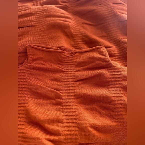 Rusty Orange Bodycon Long Sleeves Midi Sweater Dress - Picture 7 of 8